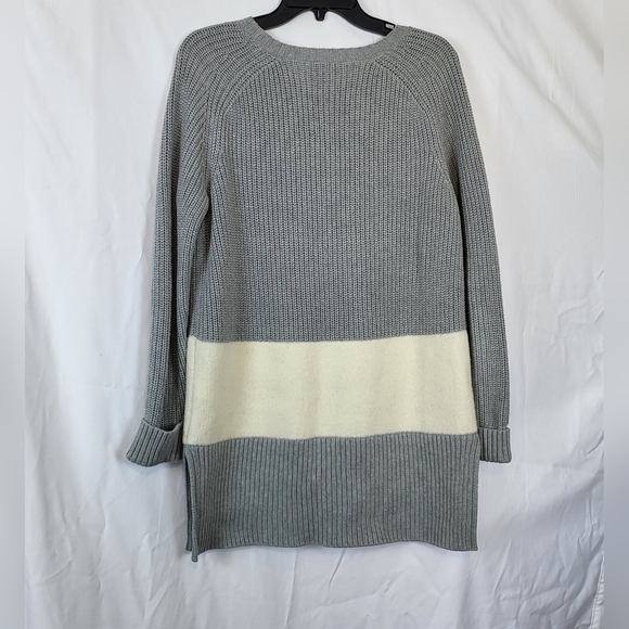Gap Womens Gray & Beige Contrast Panel Long Sleeve Knit Sweater Tunic Size M - Picture 5 of 8